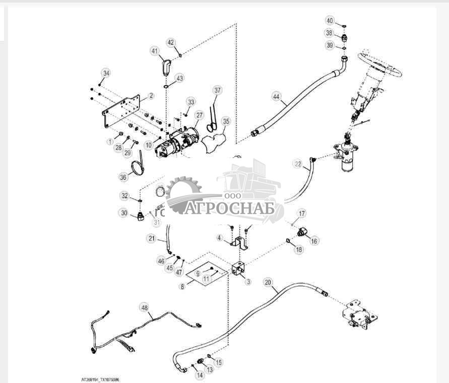 Вспомогательная система рулевого управления 640H, 648H, 848H (гидротрансформатор), 748H (прямой привод) 